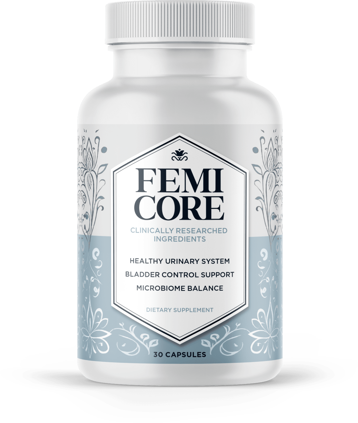 FemiCore Bladder Control Supplement Bottle — 30 Capsules — Made in USA